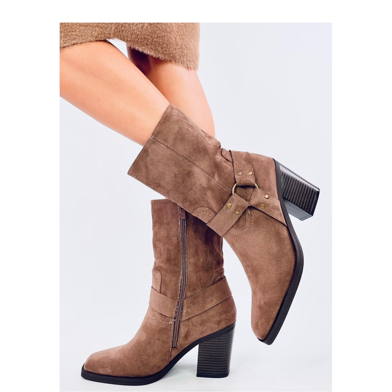 Cizme de cowboy din piele intoarsa kaki maro 1