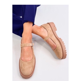 Balerini Holmess Khaki cu barete cu platformă - Inello bej 1