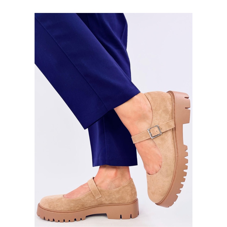 Balerini Holmess Khaki cu barete cu platformă - Inello bej 2