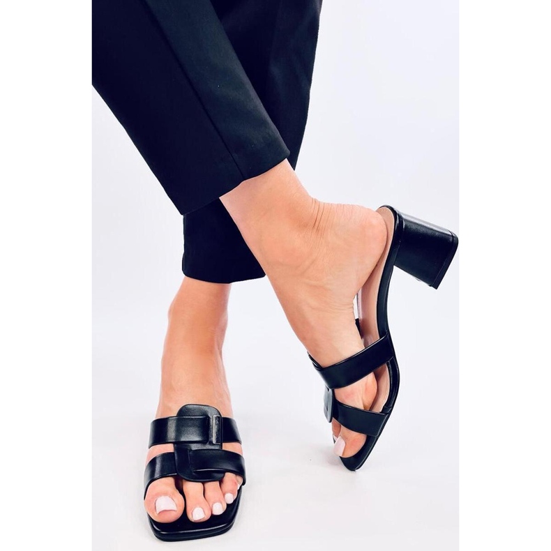 Sandale Slapi eleganti cu toc inalt Lafar Black - Inello negru 1