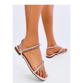 Sandale flip-flop Ayless Beige cu strasuri - Inello bej 1