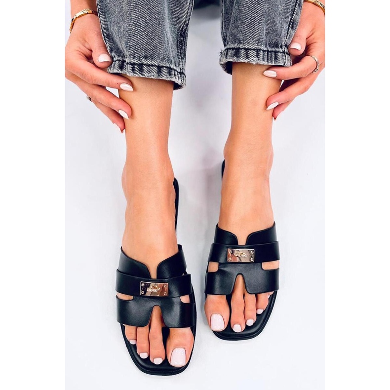 Sandale flip-flops dama Daudi Black - Inello negru 1