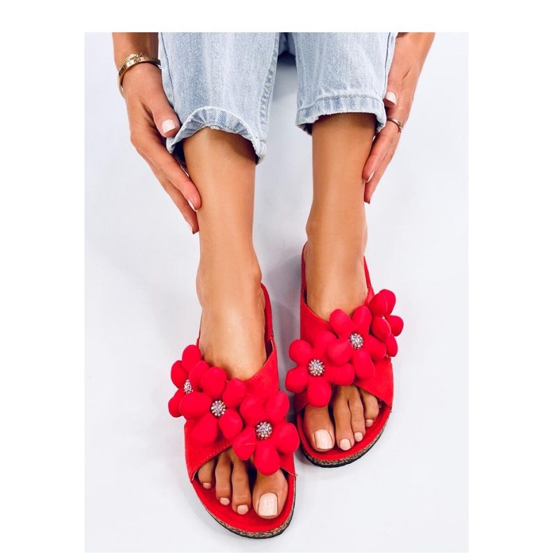 Sandal Slapi din plută cu flori de pernă Charss Orange - Inello portocale 2