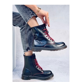 Botine cu siret cu fir colorat Stuff Blackred - Inello negru 2