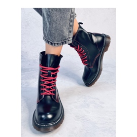 Botine cu siret cu fir colorat Stuff Blackred - Inello negru 3