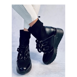Botine Kaye Black cu pană cu partea superioară elastică - Inello negru 2
