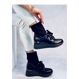 Botine Kaye Black cu pană cu partea superioară elastică - Inello negru 3