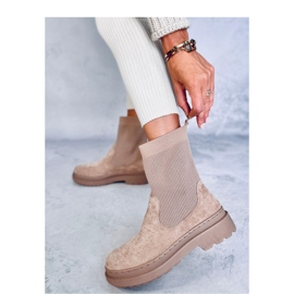 Cizme chelsea Joyner Khaki cu partea superioară elastică - Inello bej 2