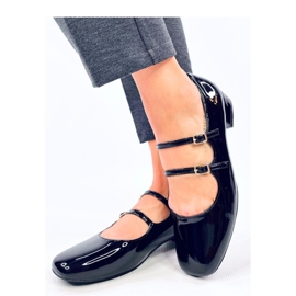 Balerini cu toc inalt cu bretele Corigan Black - Inello negru 1