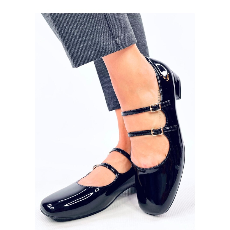 Balerini cu toc inalt cu bretele Corigan Black - Inello negru 1