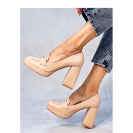 Mocasini cu toc Entee Nude - Inello bej 2