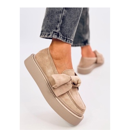 Mocasini Tempelton Khaki din piele intoarsa cu fundita - Inello bej 1