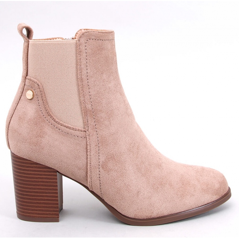 Botine clasice cu toc Rosey Khaki - Inello bej 1