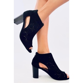 Botine ajurate cu vârf deschis Pierre Black - Inello negru 2