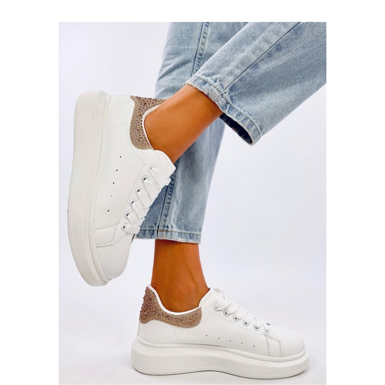 Tenisi Parkss WHITE/GOLD platformă cu strasuri - Inello alb 1