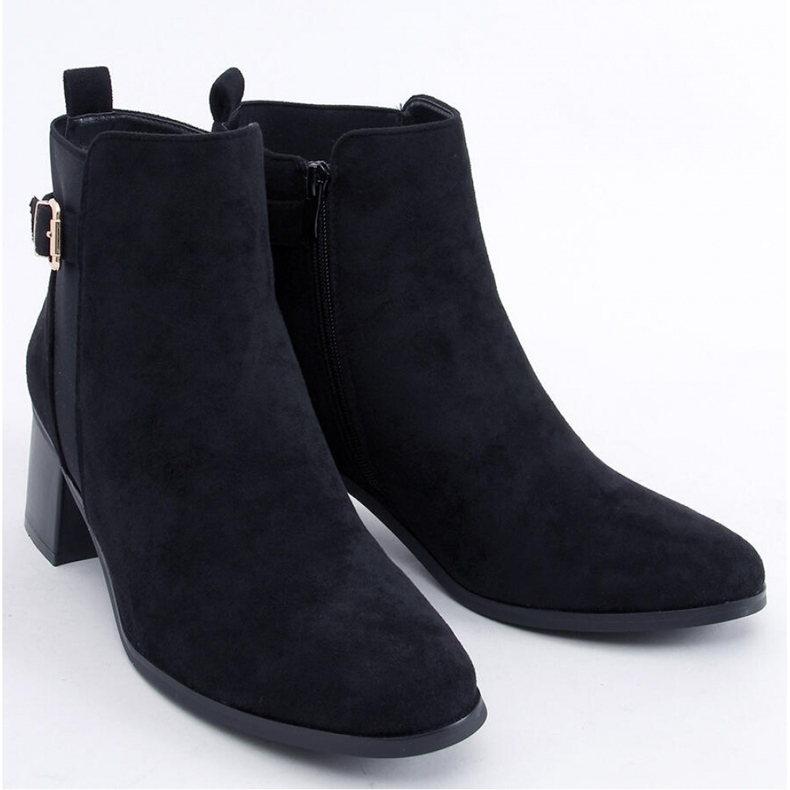 Botine Cyndi Black Suede cu toc înalt - Inello negru 1