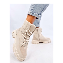 Botine izolate cu șireturi Torey White - Inello bej 1