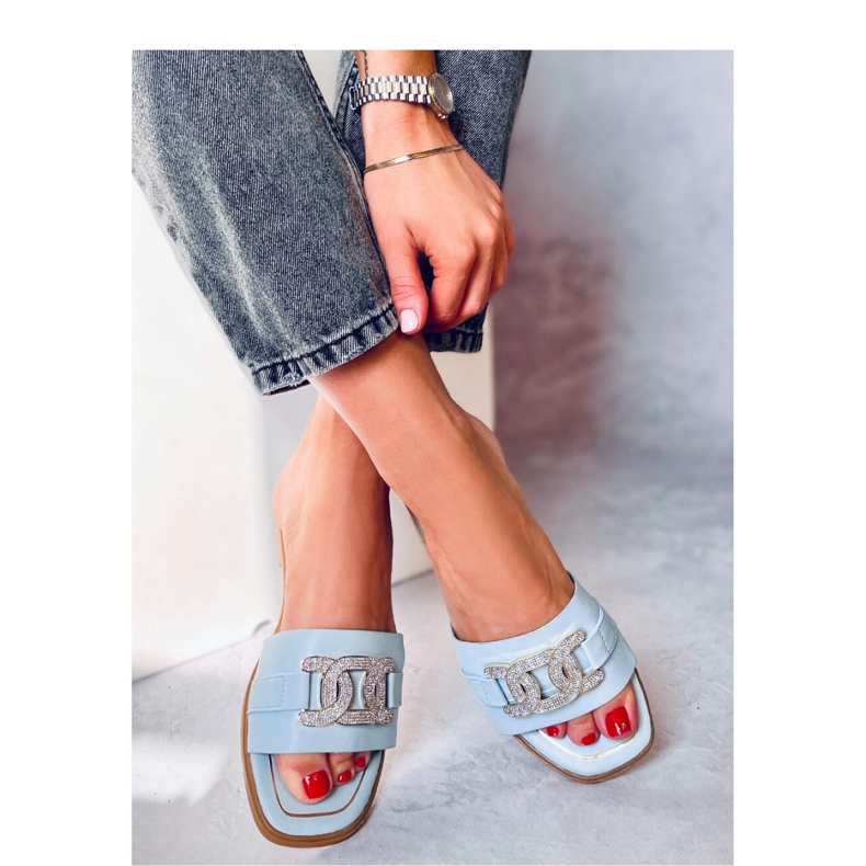 Sandale șlapi cu stras Mille Blue - Inello albastru 1