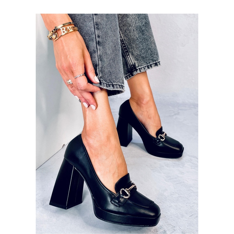 Albers Mocasini negri cu toc - Inello negru 2