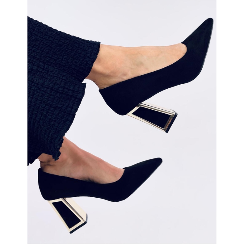 Constie Pompe negri geometrice cu toc - Inello negru 1 Constie Pompe negri geometrice cu toc - Inello negru 1