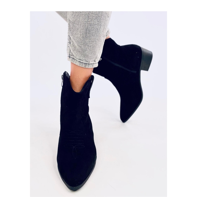 Cizme cowboy de damă din piele intoarsa Poirot Black - Inello negru 2