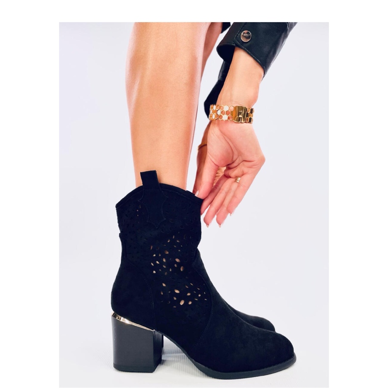 Antares Cizme de cowboy din piele intoarsa neagra ajurata - Inello negru 1