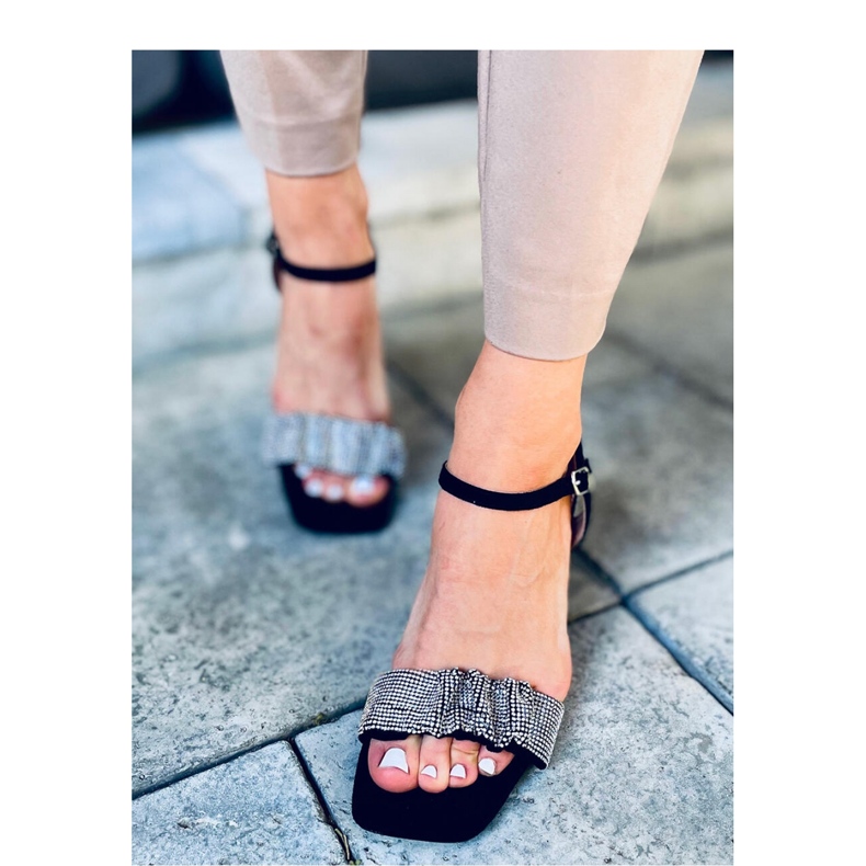 Sandale Dash Black cu toc lat - Inello negru 1