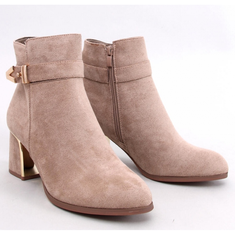 Botine elegante cu toc Khalia Khaki - Inello bej 1 Botine elegante cu toc Khalia Khaki - Inello bej 1