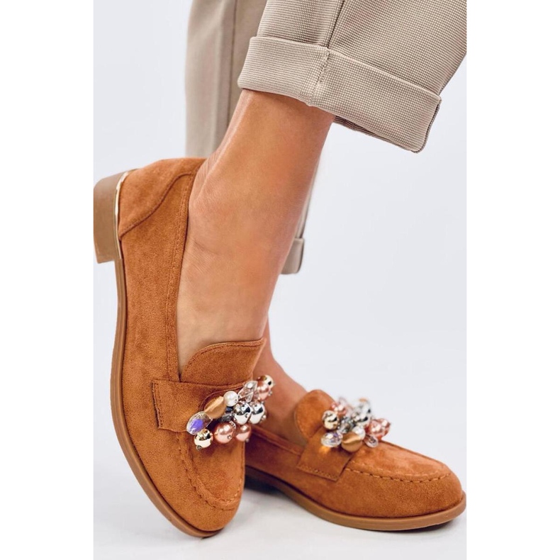 Mocasini Anselme Camel cu pietre - Inello maro 2