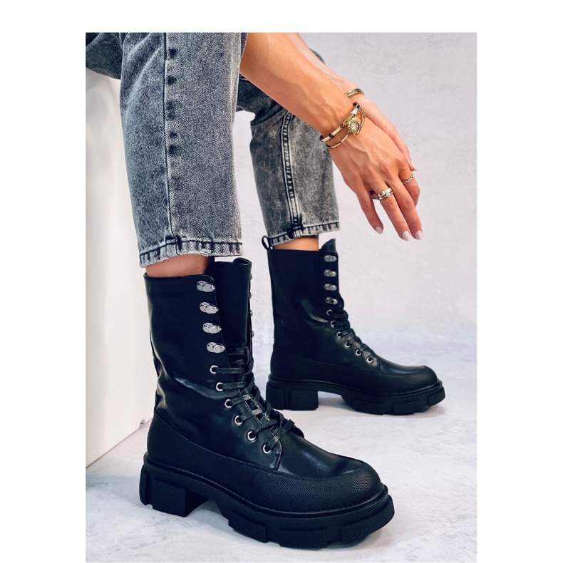 Cizme Bovver Dart Black cu siret - Inello negru 2