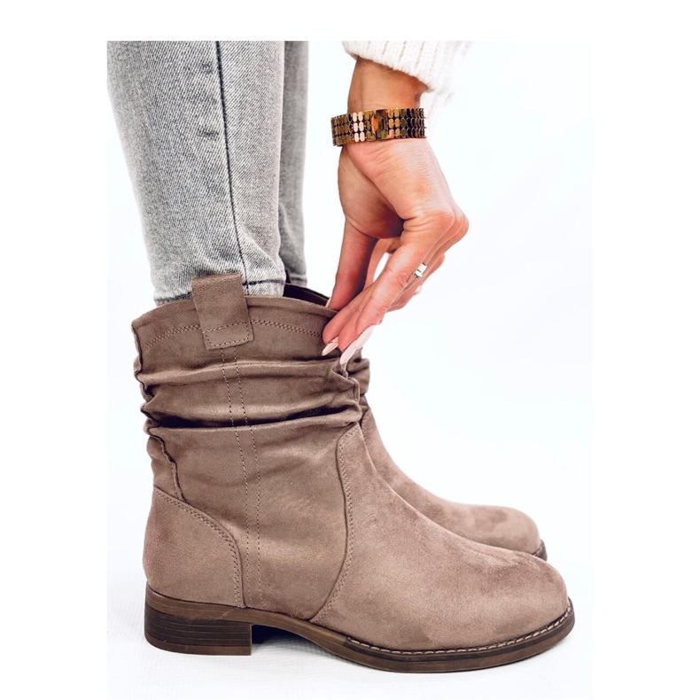 Botine plate clasice Wonger Khaki - Inello bej 1 Botine plate clasice Wonger Khaki - Inello bej 1