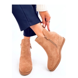 Botine paxten din piele intoarsa Camel - Inello maro 2