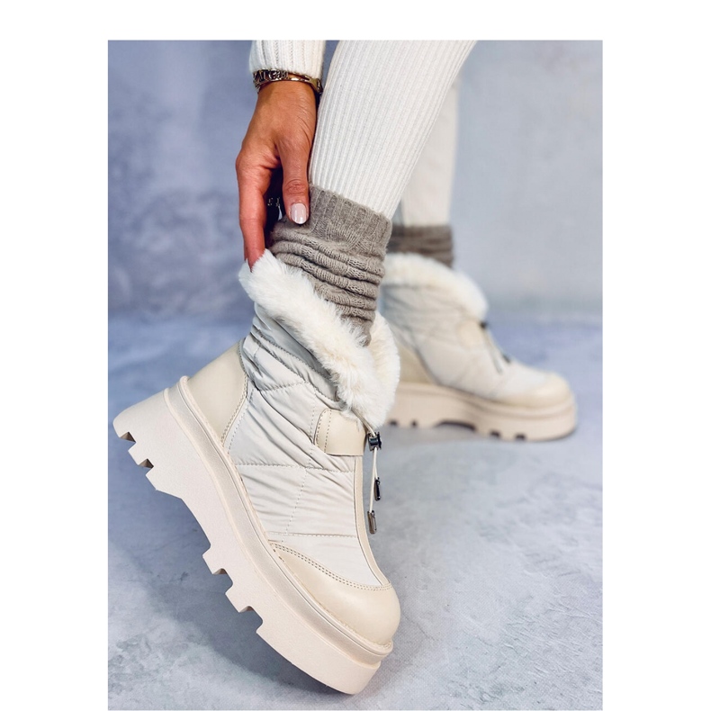 Tavaris Cizme de zapada bej cu blana - Inello 2