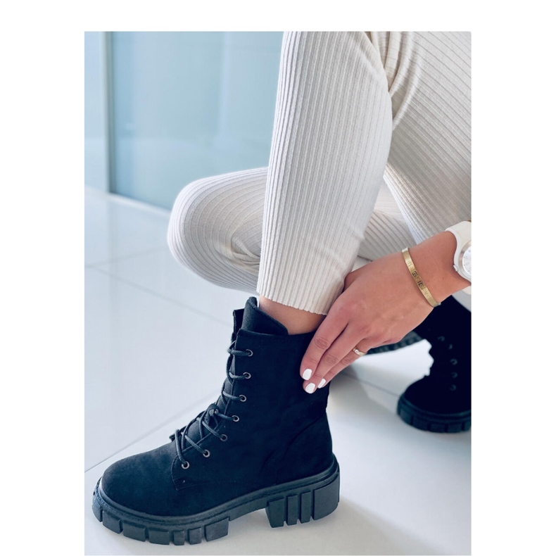 Botine Kelis Black cu siret - Inello negru 2