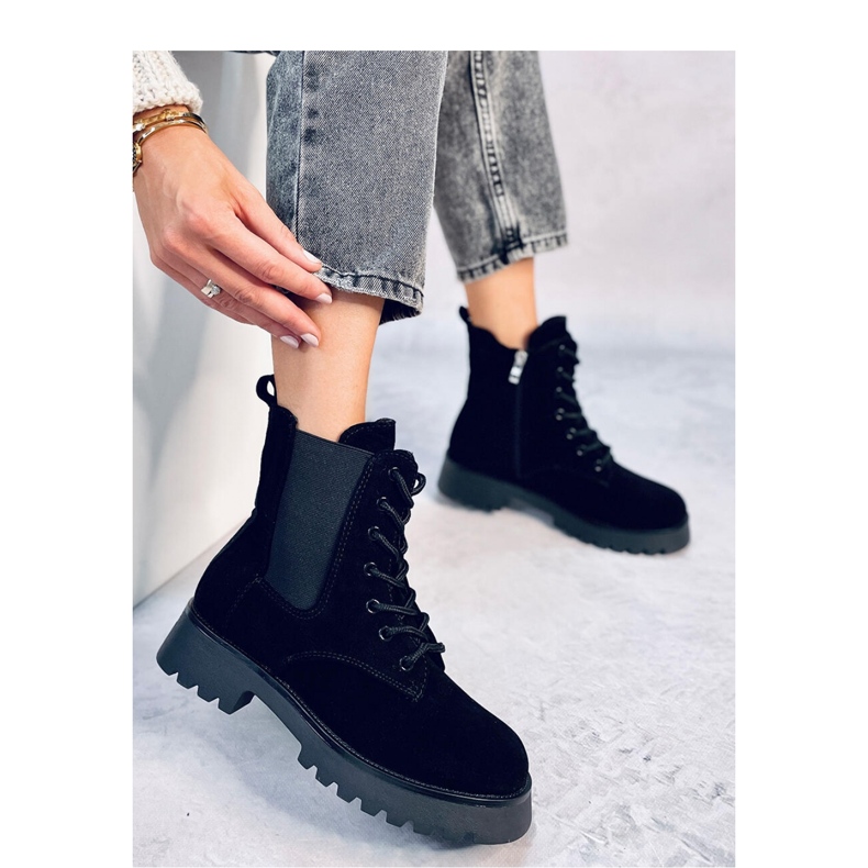 Cizme chelsea cu șireturi Franti Black - Inello negru 2