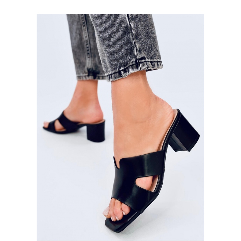 Sandale flip-flops cu toc înalt Vallon negre - Inello negru 2