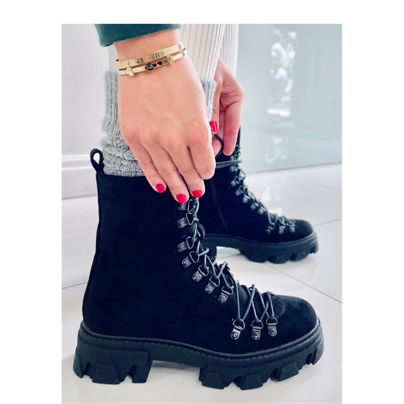 Botine Conor Black worker cu șireturi - Inello negru 2