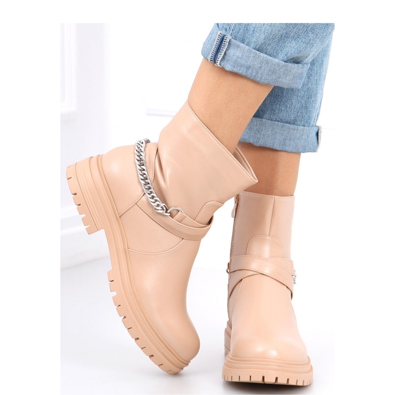 Botine cu lanț Cindy Nude - Inello bej 2 Botine cu lanț Cindy Nude - Inello bej 2