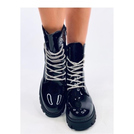 Cizme bovver lăcuite Quanes Miroir - Inello negru 2