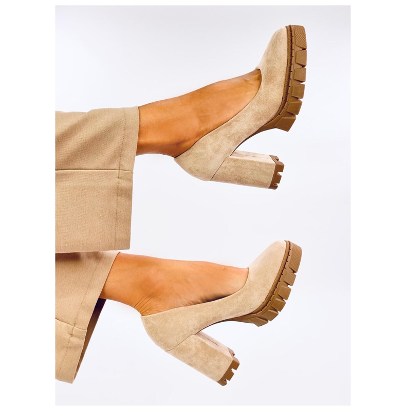 Pompe cu toc inalt si platforma Angela Khaki - Inello verde 2