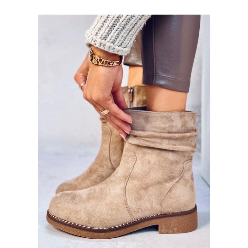 Botine cu volane Bracy Khaki - Inello bej 1