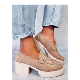 Mocasini cu toc Coniff Khaki - Inello bej 1 Mocasini cu toc Coniff Khaki - Inello bej 1