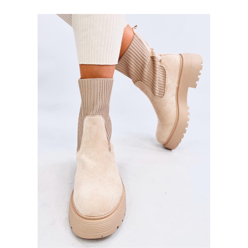 Botine Winters Beige cu manșetă elastică - Inello bej 1