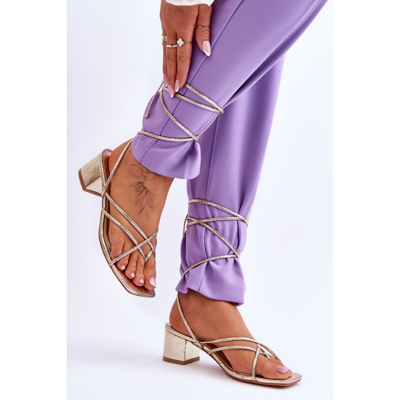 Step in style Model Secret Love LOLA5023 Sandale aurii cu șireturi - Pas în stil galben 2