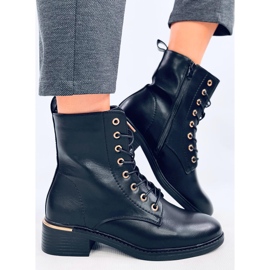 Botine Ango Black cu siret negru 4