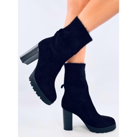 Carlini Botine negre cu toc înalt cu manșetă elastică negru 2