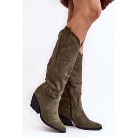 Step in style Cizme Model Sloana WZ688-12 Green Suede - Pas in stil verde 1