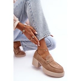 PS1 Pantofi de dama bej cu toc inalt 2