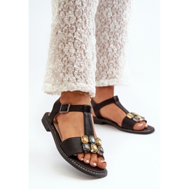 Sandale dama cu decor S.Barski Black negru 1