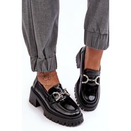 Pantofi negri cu toc lacuit negru 2